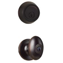 Single Cylinder Keyed Entry Julienne Traditionale Door Knob Set and 671 Deadbolt Combo Pack with Round Rosette From The Traditionale Collection
