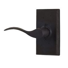 Carlow Left Handed Privacy Door Lever Set with Square Rose from the Molten Bronze Collection