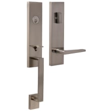 Leighton One Piece Single Cylinder Keyed Entry Handleset with Philtower Interior Lever from the Transitional Collection