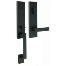 Leighton One Piece Dummy Handleset with Utica Flat Square Interior Lever from the Transitional Collection