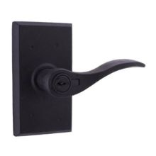 Carlow Right Handed Keyed Entry Door Lever Set with Square Rose from the Molten Bronze Collection
