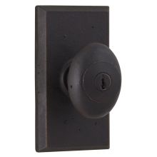 Durham Solid Bronze Keyed Entry Door Knob with Square Rose from the Molten Bronze Collection