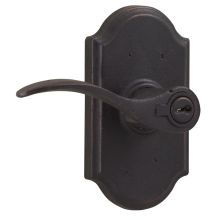 Carlow Left Handed Single Cylinder Keyed Entry Door Lever Set with Premiere Rose from the Molten Bronze Collection
