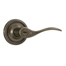 Bordeau Right Handed Keyed Entry Door Lever Set with Round Rose from the Traditionale Collection