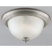 Single Light Ceiling Fixture Featuring Frosted Ribbed Glass Dome