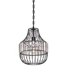Single Light 11-7/16" Wide Crystal Pendant with Crystal Prism Cage Shade