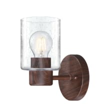 Sylvestre 8" Tall Bathroom Sconce with Seedy Glass Shade - Walnut