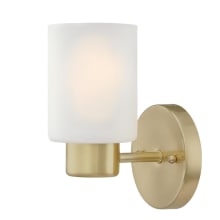 Sylvestre 8" Tall Bathroom Sconce with Frosted Glass Shade - Champagne Brass