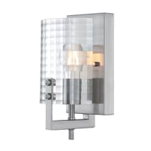 Enzo James 11" Tall Bathroom Sconce with Waffle Glass Shade - Brushed Nickel