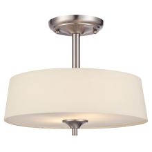 Parker Mews 2 Light Semi-Flush Ceiling Fixture with White Fabric Shade