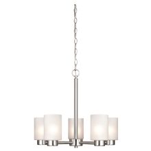 Sylvestre 5 Light Single Tier Up Lighting Chandelier with Frosted Seeded Glass Shades