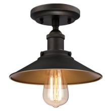 LOUIS Single Light 9" Wide Semi-Flush Ceiling Fixture with Oil Rubbed Bronze Metal Shade