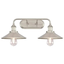 MAGGIE 2 Light 22" Wide Wall Sconce with Brushed Nickel Metal Shade