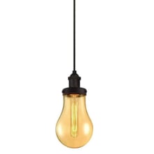 Single Light 5-1/2" Wide Mini Pendant with Amber Glass Shade