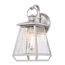 Aurelie Single Light 15" Tall Outdoor Wall Sconce with Clear Waffle Glass Shade