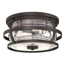 Weatherby 2 Light 14" Wide Outdoor Flush Mount Ceiling Fixture with Clear Patterned Glass Shade