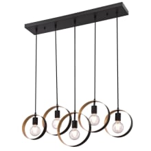 Olympus 5 Light 34" Wide LED Abstract Linear Full Sized Pendant