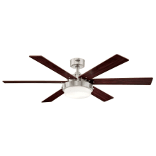52" Wide Alloy II 2 Light 6 Blade LED Hanging Indoor Ceiling Fan with Reversible Blades, Light Kit and Downrod Included