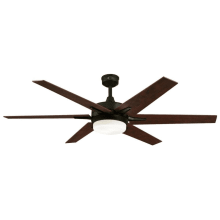Cayuga 60" 6 Blade LED Indoor Ceiling Fan with Reversible Blades, Light Kit, Remote Control and Downrod Included