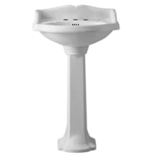 Isabella Collection 23" x 18" Traditional Pedestal Sink with 3 Faucet Holes and Overflow