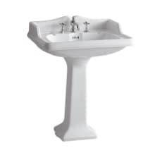 Fixture Pedestal Sink Vitreous China from the China series with Three Faucet Holes