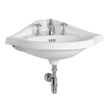 China 29-1/2" Corner Vitreous China Wall Mounted Bathroom Sink with Three Faucet Holes - Includes Overflow