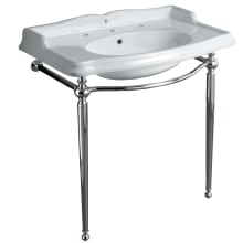 Britannia 35" Specialty Vitreous China Wall Mounted Console Bathroom Sink with 3 Faucet Holes at 8" Centers