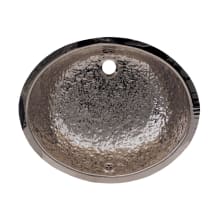 Decorative 18-1/2" Hammered Textured Oval Stainless Steel Undermount Bathroom Sink
