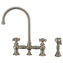Vintage III Plus 1.5 GPM Widespread Bridge Kitchen Faucet with Cross Handles - Includes Side Spray
