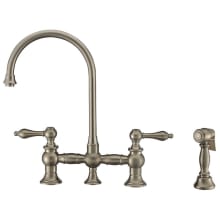 Vintage III Plus 1.5 GPM Widespread Bridge Kitchen Faucet with Lever Handles - Includes Side Spray