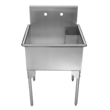Pearlhaus 27" x 27" Single Basin Free Standing Stainless Steel Utility Sink with Removable Lint Trap - Less Faucet