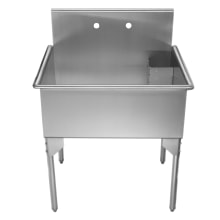Pearlhaus 27" x 33" Single Basin Free Standing Stainless Steel Utility Sink with Removable Lint Trap - Less Faucet