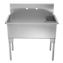 Pearlhaus 21" x 39" Single Basin Free Standing Stainless Steel Utility Sink with Removable Lint Trap - Less Faucet