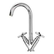 Luxe Water Culture Double Handle Single Hole Kitchen Faucet with Metal Cross Handles