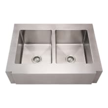 Commercial Double Bowl Undermount Sink with Front-Apron and Squared Front Design