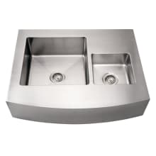 Commercial Double Bowl Undermount Sink with Front-Apron and Curved Front Design