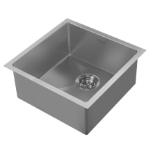 Noah Plus 17-3/4" Single Basin Kitchen Sink for Undermount or Drop-In Installation - Includes Matching Sink Grid and Strainer