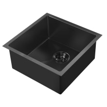 Noah Plus 17-3/4" Single Basin Kitchen Sink for Undermount or Drop-In Installation - Includes Matching Sink Grid and Strainer