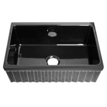30" Quatro Alcove Reversible Single Basin Fireclay Farm House Sink with Fluted Apron Front