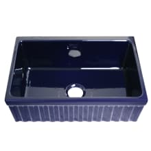30" Quatro Alcove Reversible Single Basin Fireclay Farm House Sink with Fluted Apron Front