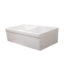 33" Double Basin Reversible Fireclay Farm House Sink from the Farmhaus Collection - Apron Front