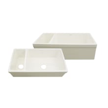 36" Quatro Alcove Double Basin Reversible Fireclay Farm House Sink from the Farmhaus Collection - Apron Front