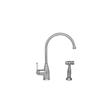 Queenhaus High-Arc Single Handle Kitchen Faucet with Porcelain Handles - Includes Side Spray