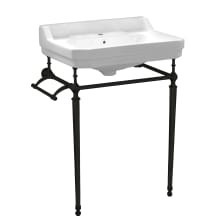 Victoriahaus 23-1/2" Rectangular Ceramic Lavatory Console Sink with Console, 1 faucet hole, and Towel Bar