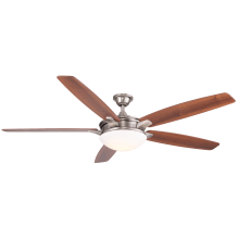 Novato 70" 5 Blade Hanging Indoor Ceiling Fan with Reversible Motor, Light Kit, Blades, and Remote Included