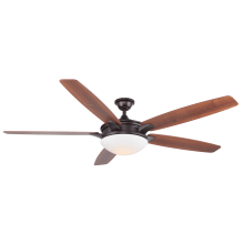 Novato 70" 5 Blade Hanging Indoor Ceiling Fan with Reversible Motor, Light Kit, Blades, and Remote Included