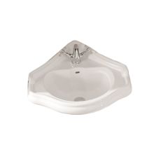 16-1/8" Ceramic Wall Mounted Corner Bathroom Sink With 1 or 3 Holes Drilled and Overflow