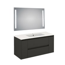 Ambra 48" Wall Mounted Single Basin Vanity Set with Cabinet, Solid Surface Vanity Top, and Lighted Mirror