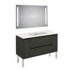 Ambra 48" Free Standing Single Basin Vanity Set with Cabinet, Solid Surface Vanity Top, and Lighted Mirror