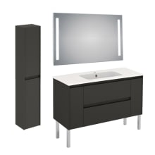 Ambra 48" Free Standing Single Basin Vanity Set with Cabinet, Solid Surface Vanity Top, Lighted Mirror, and Side Cabinet